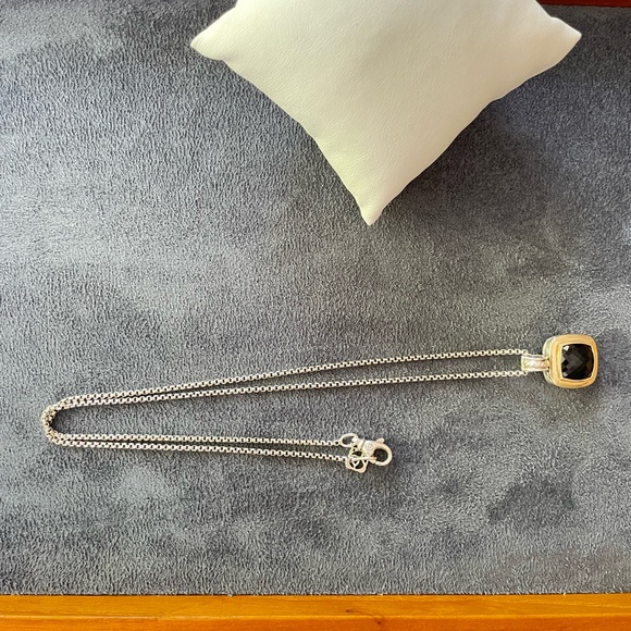 David Yurman 925 & 18k Gold Albion Pendant Necklace with Black Onyx 20" - Picture 8 of 10
